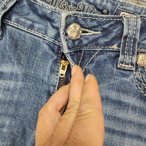 Miss Me Jeans Womens 28 Blue Bootcut Stretch Low Rise *Read* - Picture 3 of 14